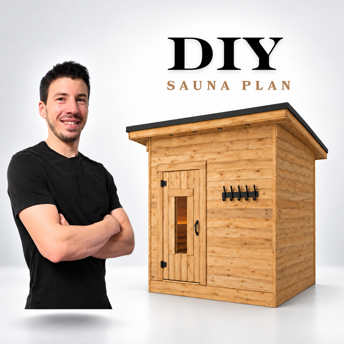 DIY 8x8 Sauna Plan – 3-Tier Bench Design