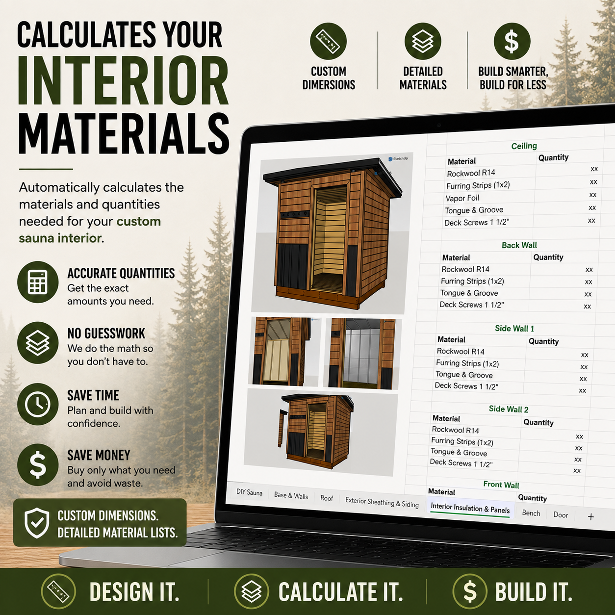DIY Sauna Material & Cost Calculator