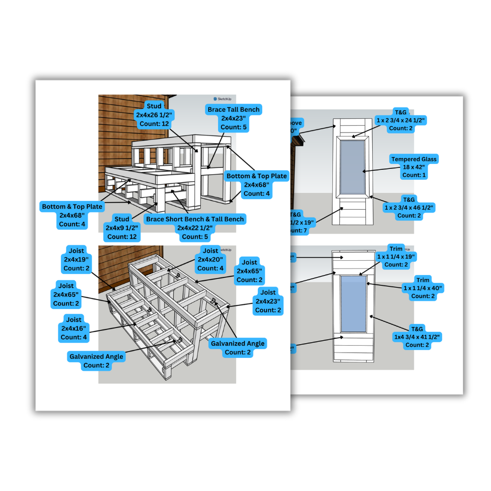 DIY Sauna Plans & Material List Bundle - 6-Person Outdoor Insulated Sauna