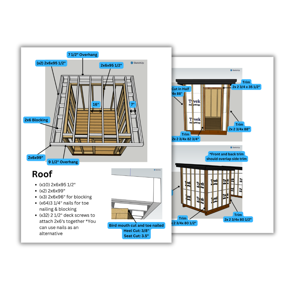 DIY Sauna Plans & Material List Bundle - 6-Person Outdoor Insulated Sauna